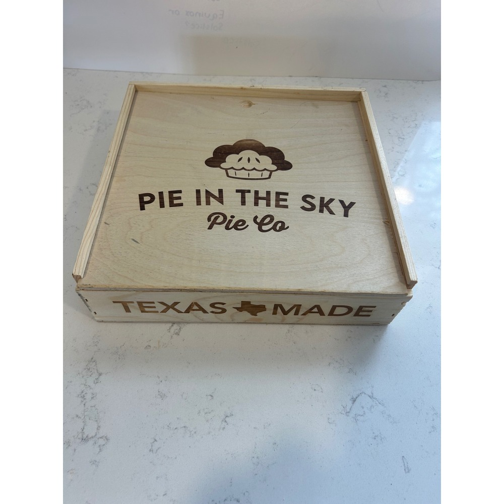 Pie In The Sky Pie Co Wooden Slide Top Box Texas Made Rustic Farmhouse Decor